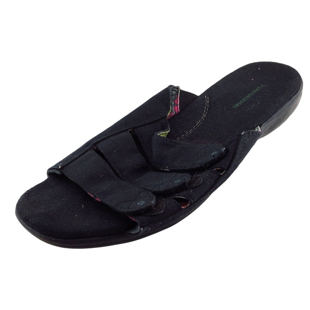 Grasshoppers Slides Black Fabric Women Shoes Size 9 Medium